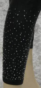 Glanzleggings, M-L, Wetloookleggings mit silbergrauen Strass